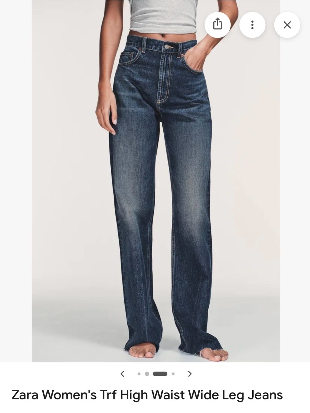 Zara Dark Blue High-Rise Wide-Leg Jeans